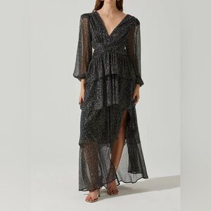 Astr Black Sheer High Low Dress